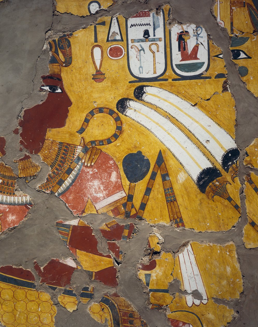 Amenhotep III. flabellummal, jogarral és ostorral, festmény a thébai Amenhotep III. sírjából, Egyiptomi civilizáció, Újbirodalom, XVIII. dinasztia alkotó: Egyptian 18th Dynasty