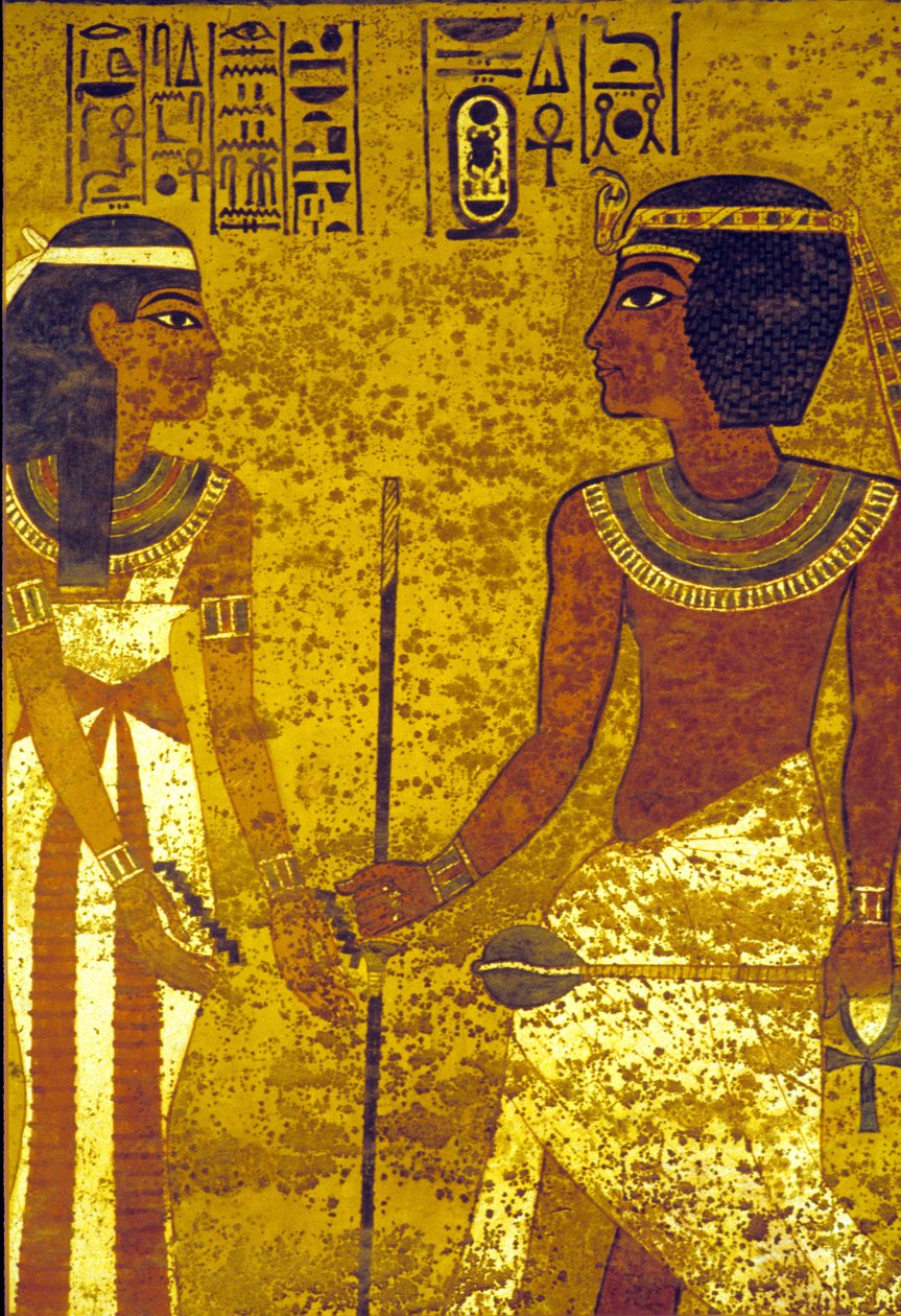 Az ókori Egyiptom, Tutanhamon feleségével, Tutanhamon sírja, Théba alkotó: Egyptian 18th Dynasty