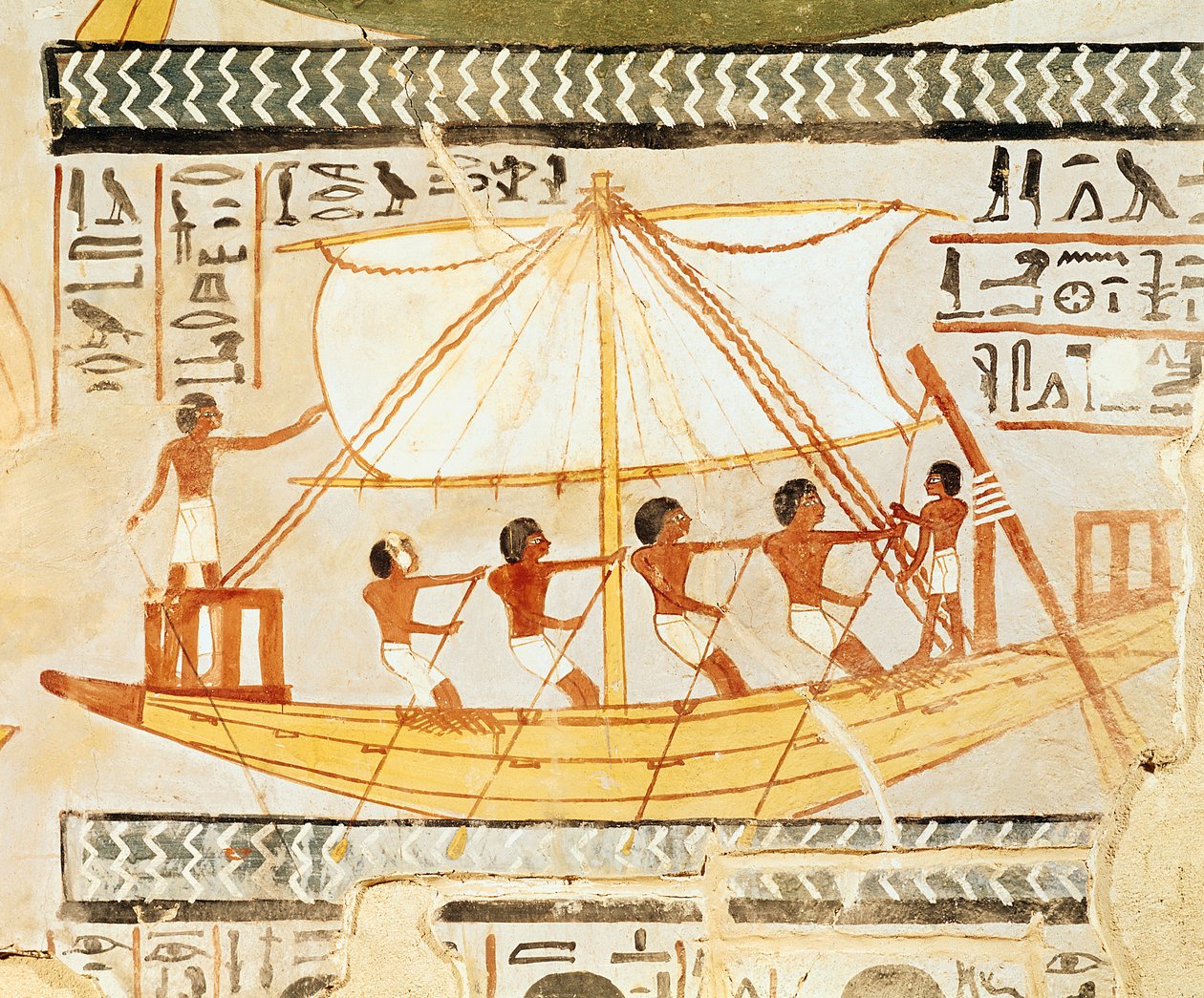Hajósok a Níluson, Sennefer sírjából, Új Királyság (falfestmény) alkotó: Egyptian 18th Dynasty