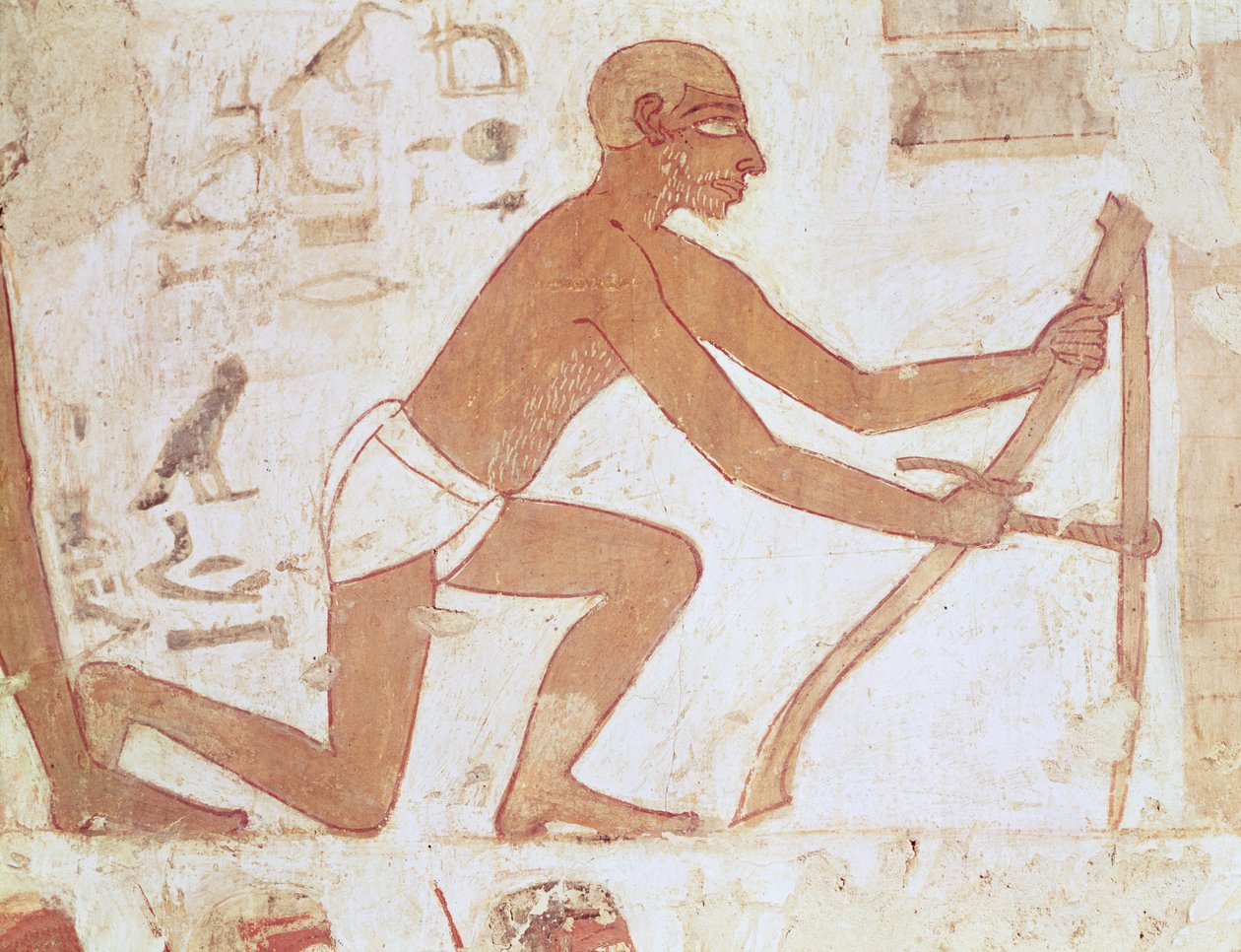 Falépítés, kapás férfi részlete, Rekhmire sírjából, Tuthmosis III és Amenhotep II vezírje, Új Királyság (falfestmény) (157750 részlet) alkotó: Egyptian 18th Dynasty