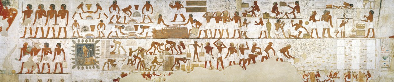 Kézművesek, sírkamra Rekhmire városi kormányzó és vezír, Abd al-Qurna sejk sírjában, Egyiptom (falfestmény_ alkotó: Egyptian 18th Dynasty