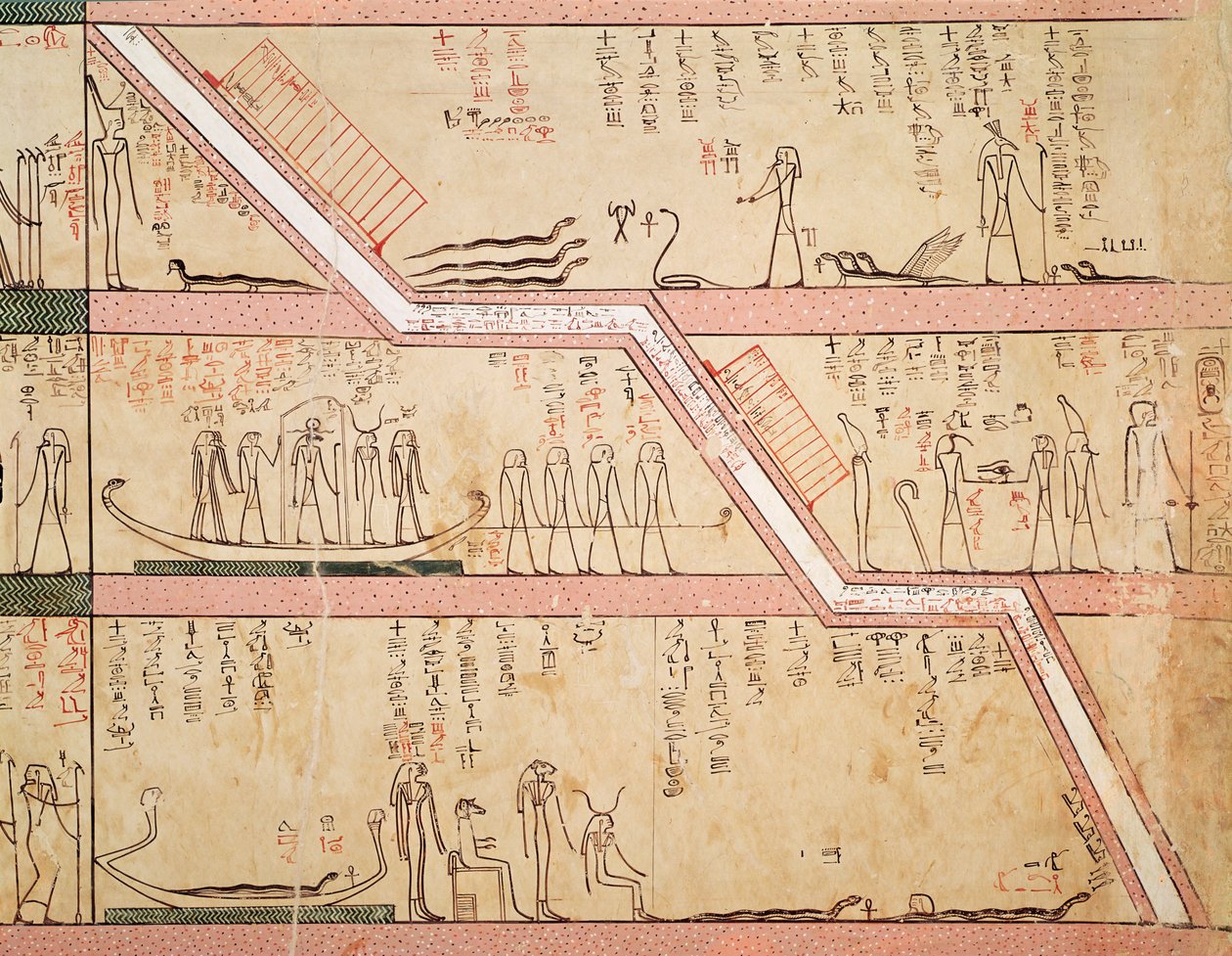 A szarkofág leereszkedése a sírba, Tuthmosis III sírjából (Kr. e. 1504-1450) Új Királyság (falfestmény) alkotó: Egyptian 18th Dynasty