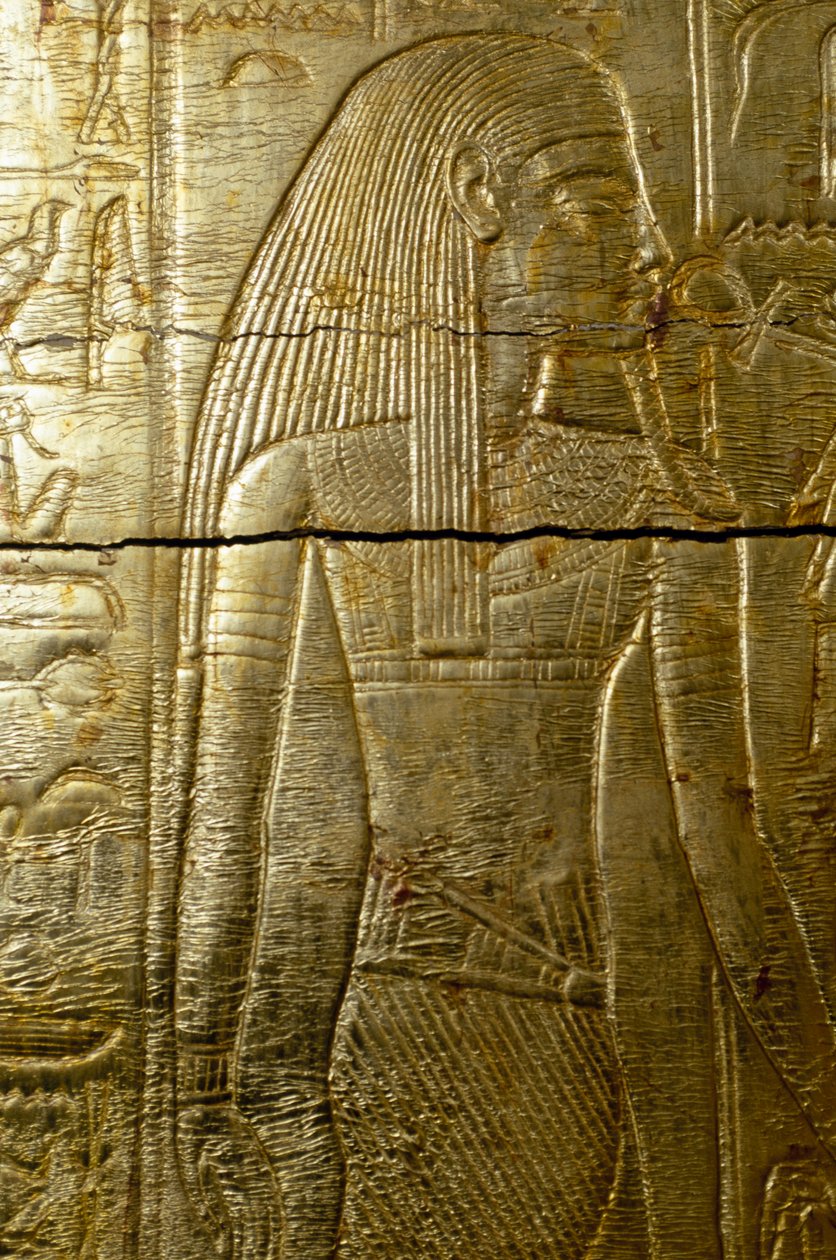Részlet a Tutanhamon arannyal borított kápolnájának metszetéből, Tutanhamon sírjából, Egyiptomi civilizáció, Újbirodalom, XVIII. dinasztia alkotó: Egyptian 18th Dynasty
