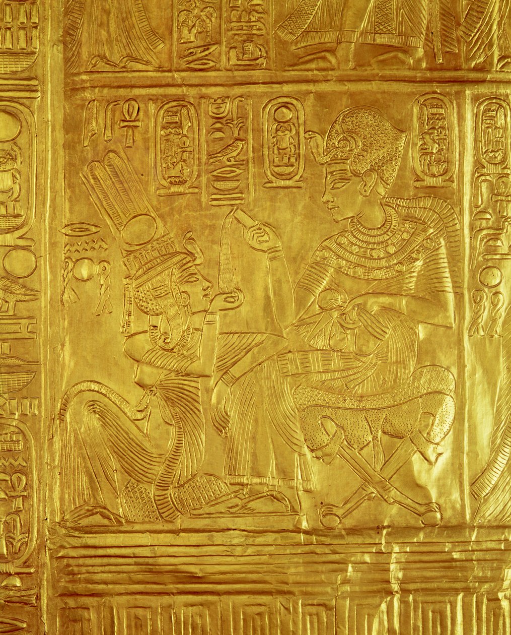 Részlet az Aranyszentélyből, Tutanhamon sírjából (Kr.e. 1370-1352) Új Királyság (annyal bevont gessóval bevont fa) alkotó: Egyptian 18th Dynasty