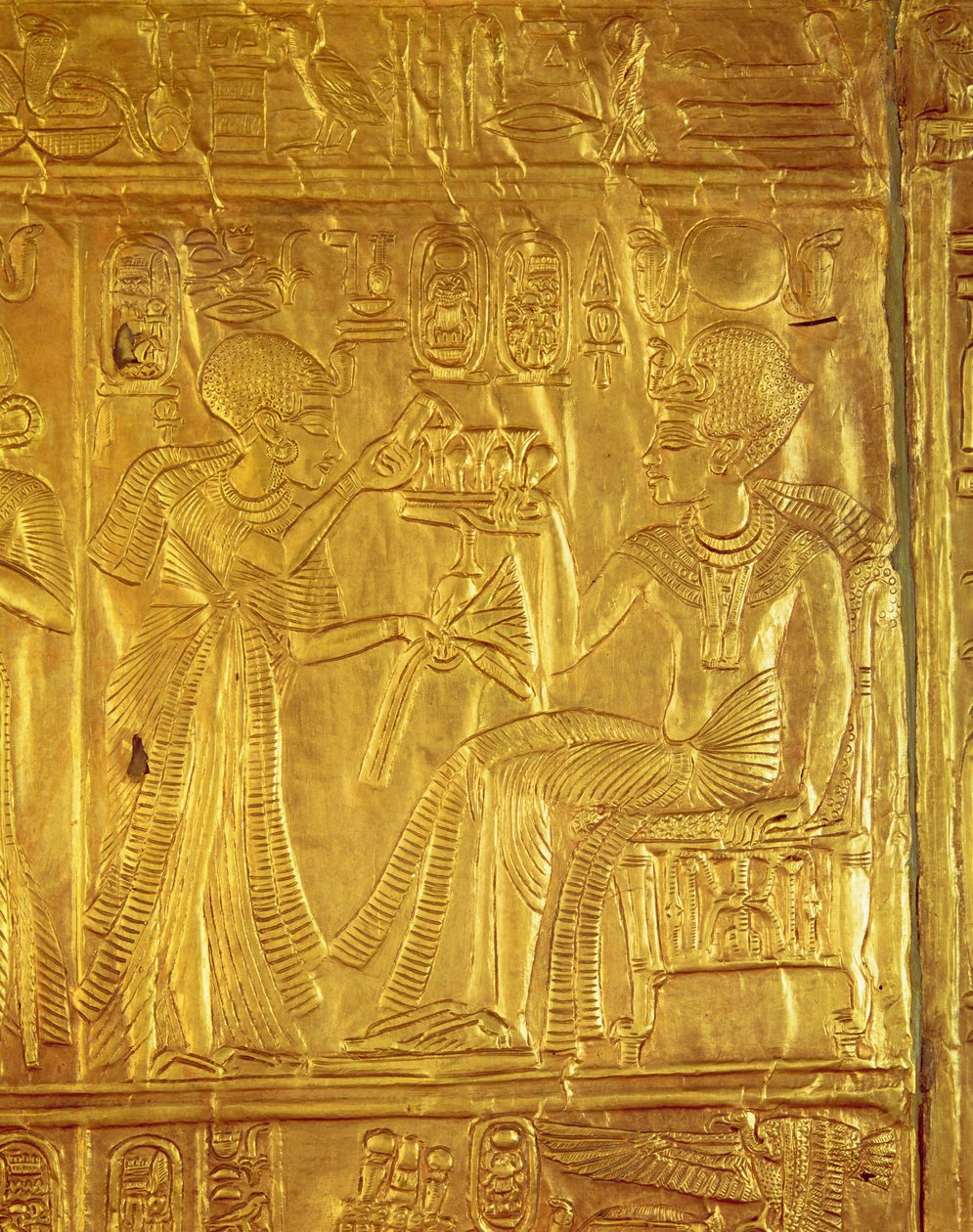 Részlet az Aranyszentélyből, Tutanhamon sírjából (Kr.e. 1370-1352) Új Királyság (annyal bevont gessóval bevont fa) alkotó: Egyptian 18th Dynasty