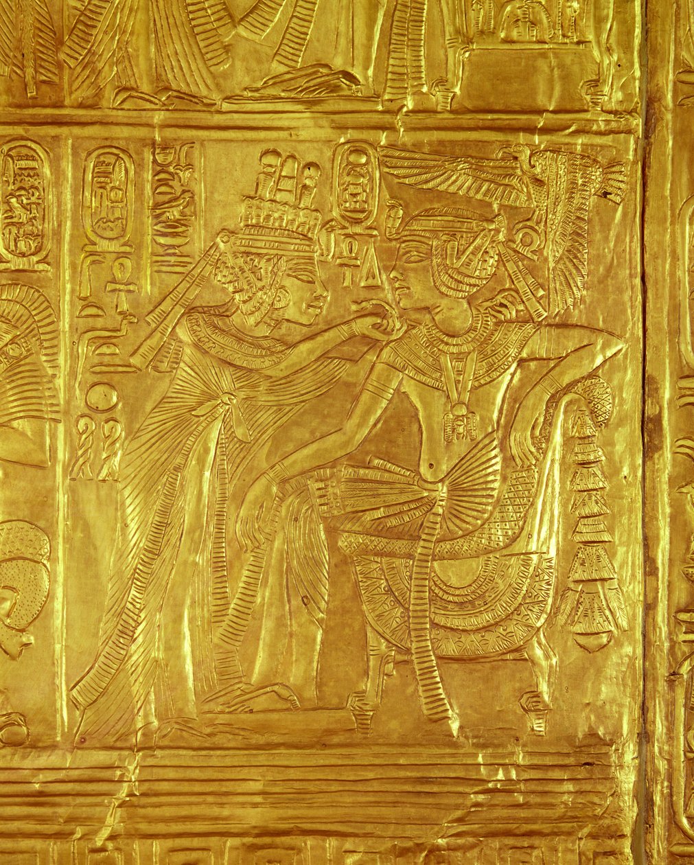 Részlet az Arany-szentélyből, Tutanhamon sírjából (Kr. e. 1370-1352) Új Királyság (annyal bevont gessóval bevont fa) alkotó: Egyptian 18th Dynasty