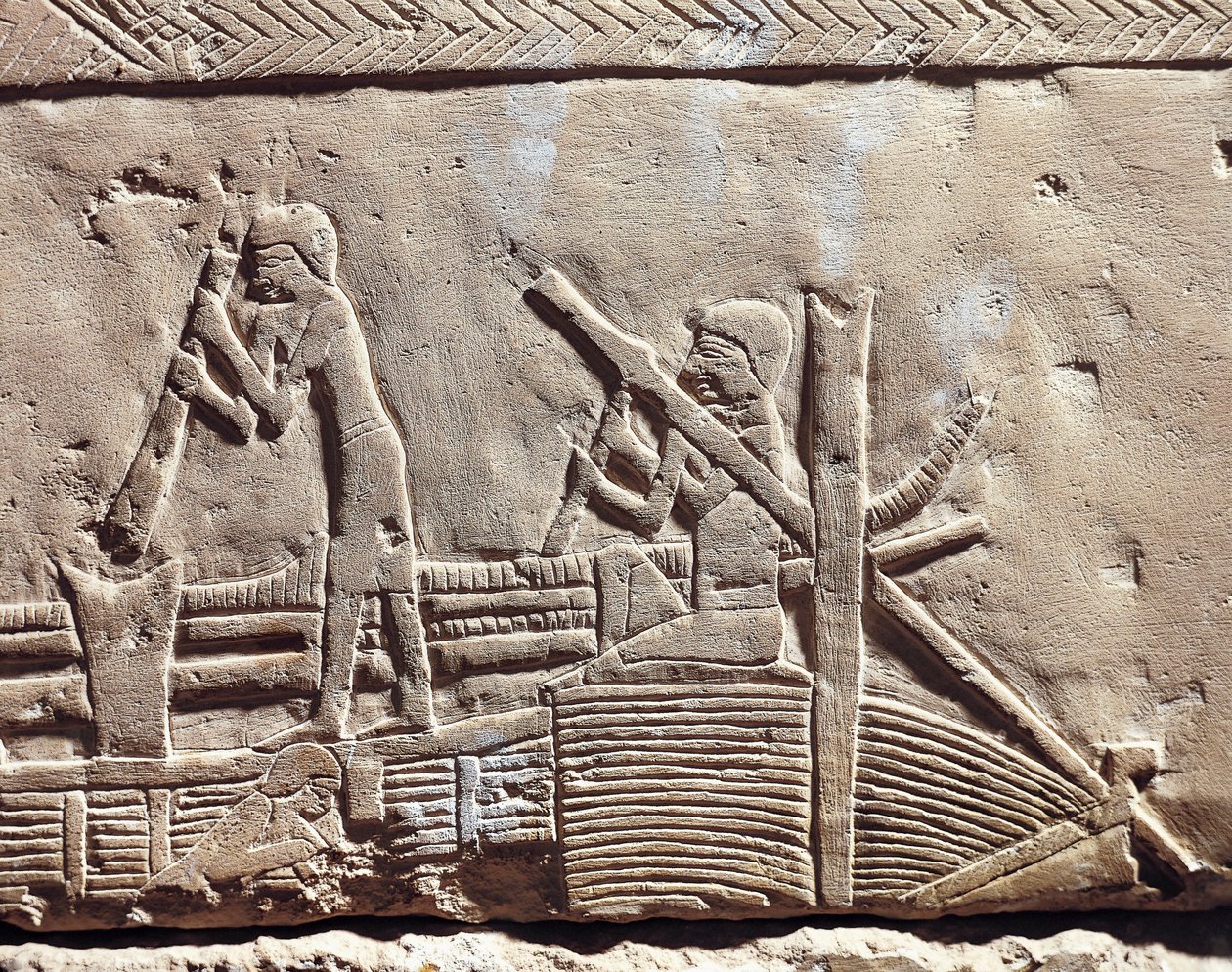 Egyiptom, ókori Memphis, Szakkara nekropolisza. Ipi masztabája. Csónakot javító ácsokat ábrázoló dombormű. (Újbirodalom, XVIII. dinasztia) alkotó: Egyptian 18th Dynasty