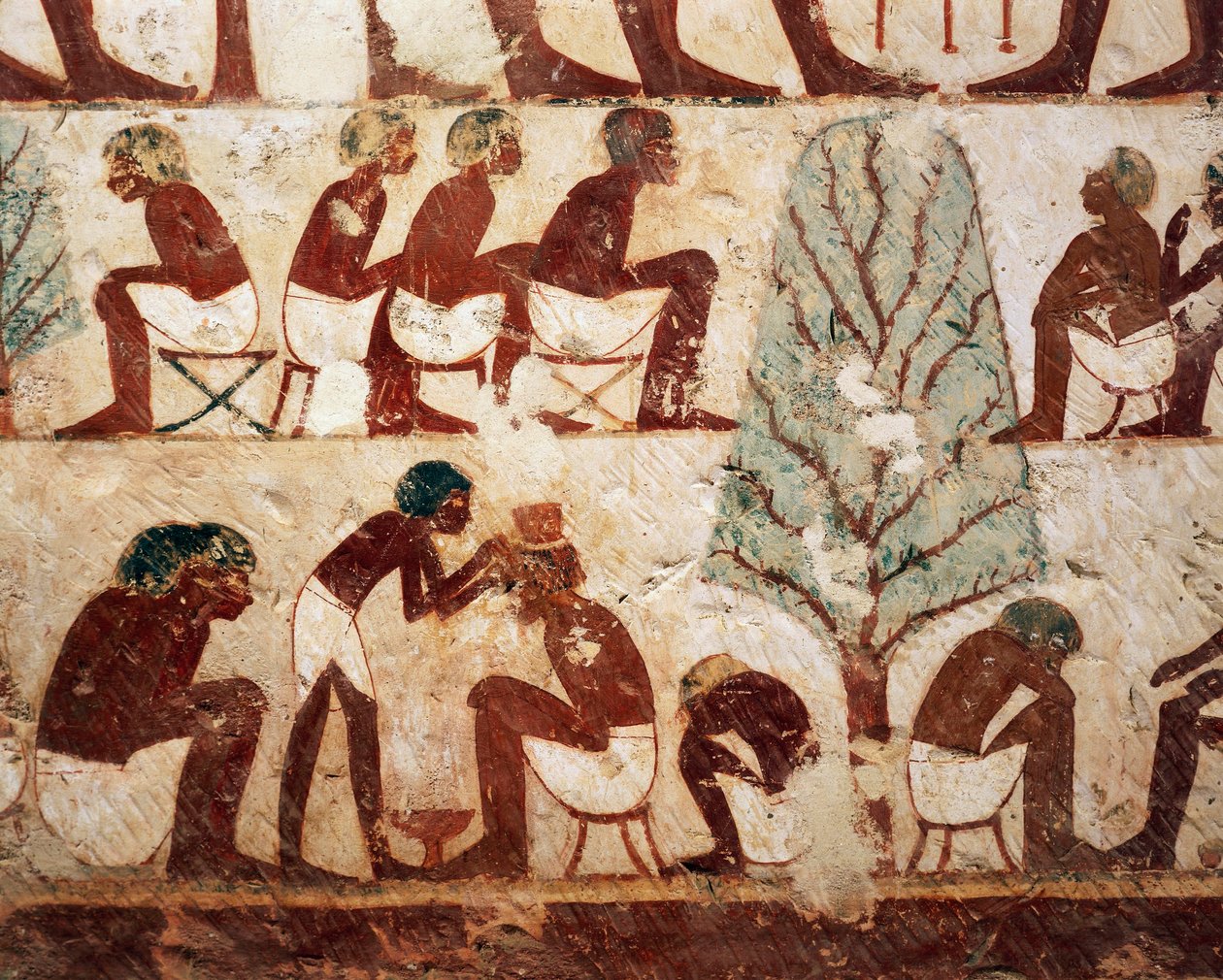 Egyiptom, Luxor, Nyugat-Théba, Sheik el Gurnak. Usirhat sírja, borbély, részletek freskóból. (Új Királyság, XVIII. dinasztia) alkotó: Egyptian 18th Dynasty