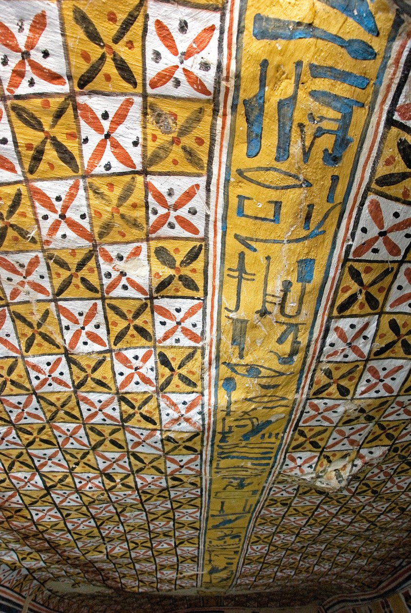 Egyiptomi antikvitás: geometrikus motívumokkal díszített mennyezet, Roy sírja (TT255). 18. dinasztia. Luxor Ciszjordániájáról, Egyiptomból alkotó: Egyptian 18th Dynasty