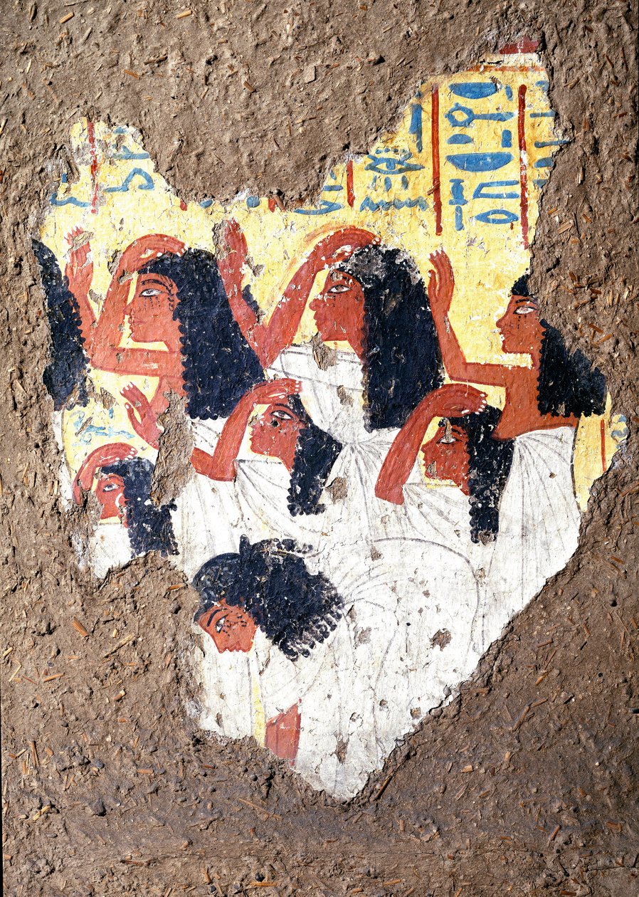 Egyiptomi antikvitás: Maia festő sírjának freskója, síró csoport. 18. dinasztia. Maia kápolnájából Deir el-Medineh (el Medineh), New Empire Dim. 67 cm Torino, Egyiptomi Múzeum alkotó: Egyptian 18th Dynasty