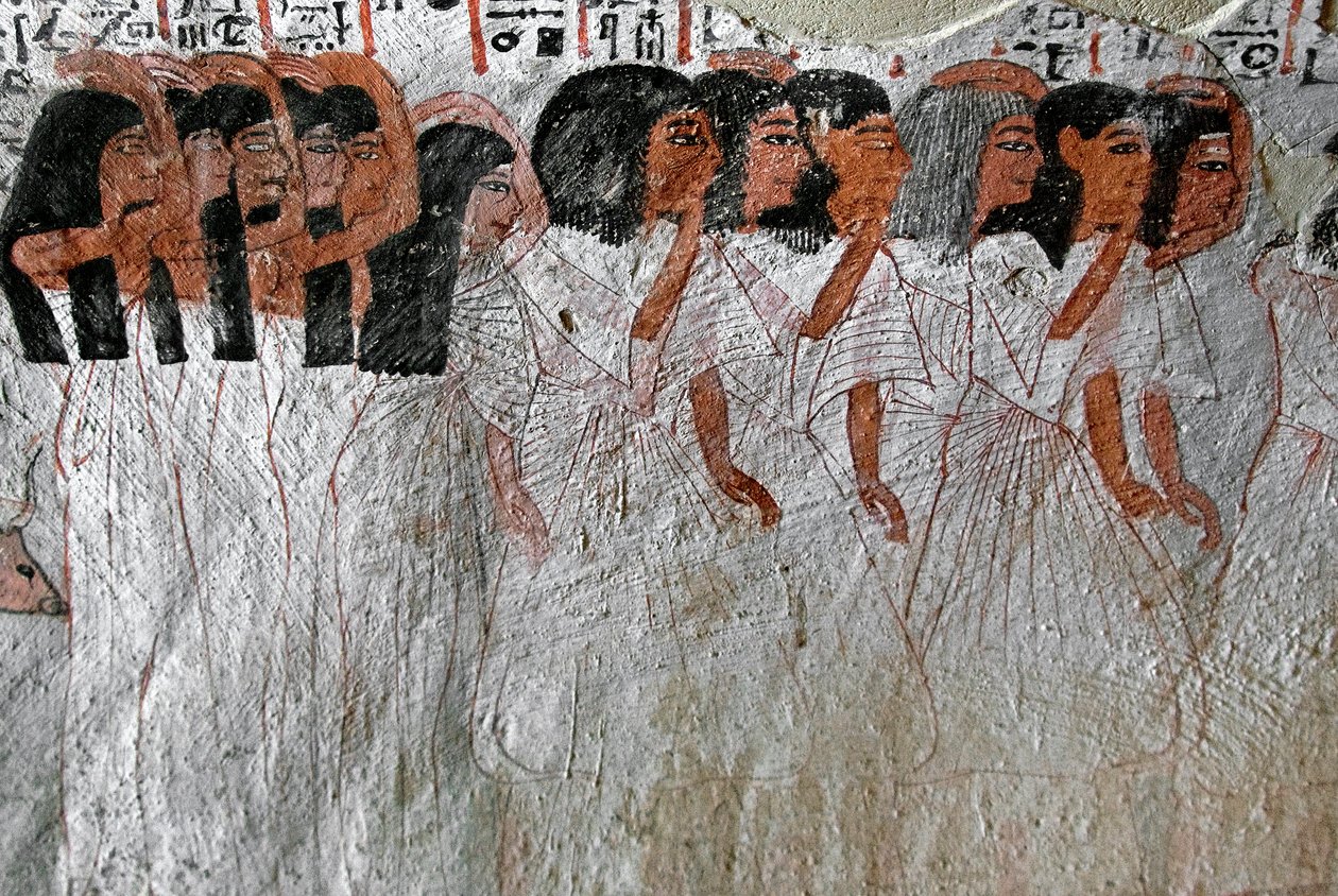 Egyiptomi ókor: sírás körmenet. Roy sírjának festménye (TT255). 18. dinasztia. Luxor Ciszjordániájáról, Egyiptomból alkotó: Egyptian 18th Dynasty