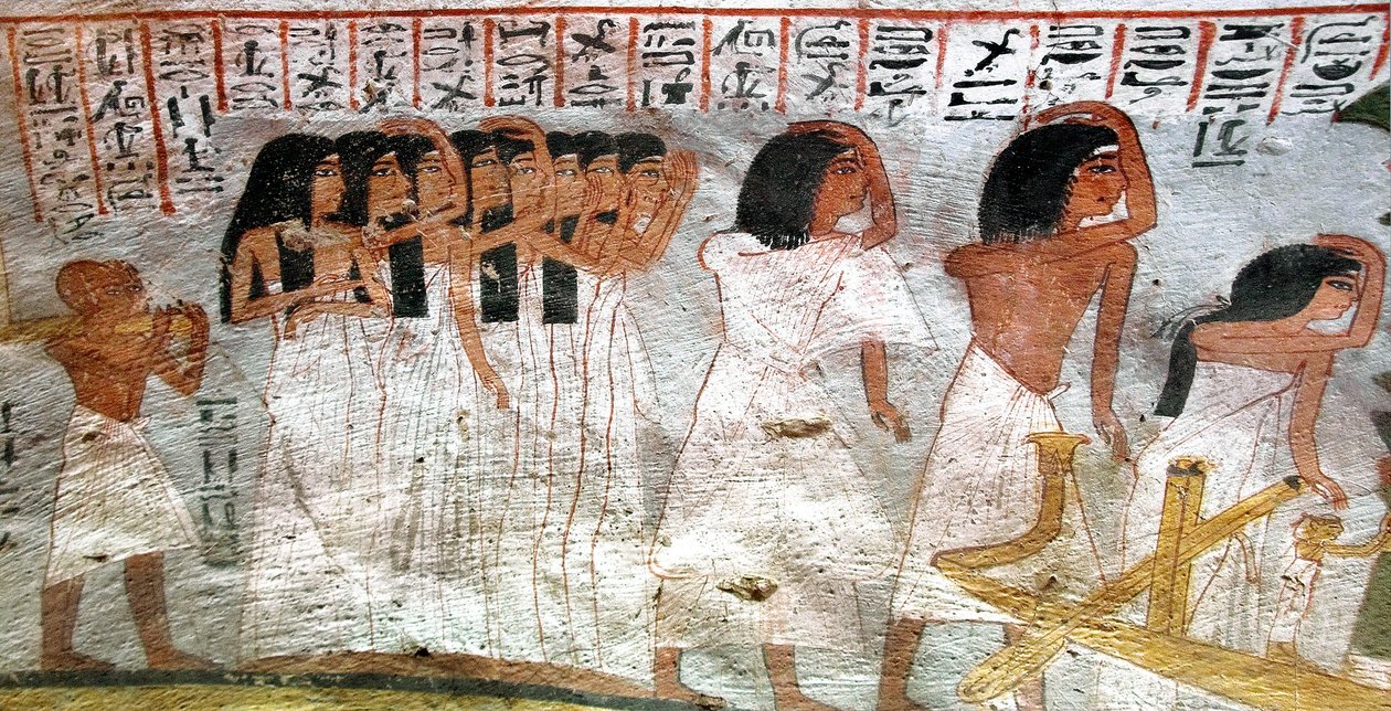 Egyiptomi ókor: sírás körmenet. Roy sírjának festménye alkotó: Egyptian 18th Dynasty