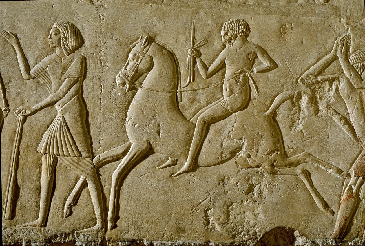 Egyiptomi ókor: dombormű lovas harcossal. A 18. dinasztia vége alkotó: Egyptian 18th Dynasty