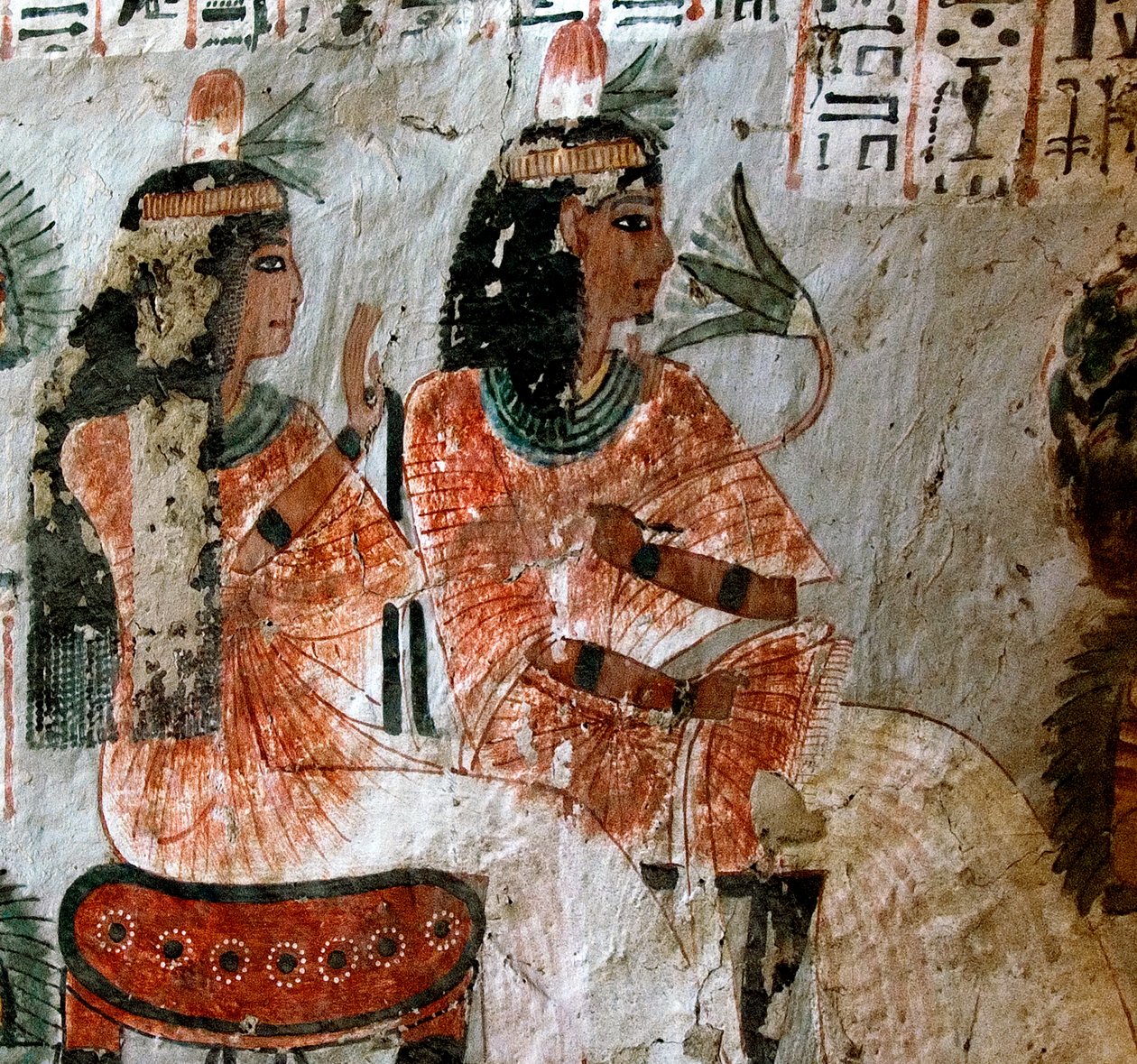 Egyiptomi ókor: Nebtawy (Nebtaoui), Roy írnok felesége és nővére ábrázolása. Roy sírjának festménye (TT255). 18. dinasztia. Luxor Ciszjordániájáról, Egyiptomból alkotó: Egyptian 18th Dynasty