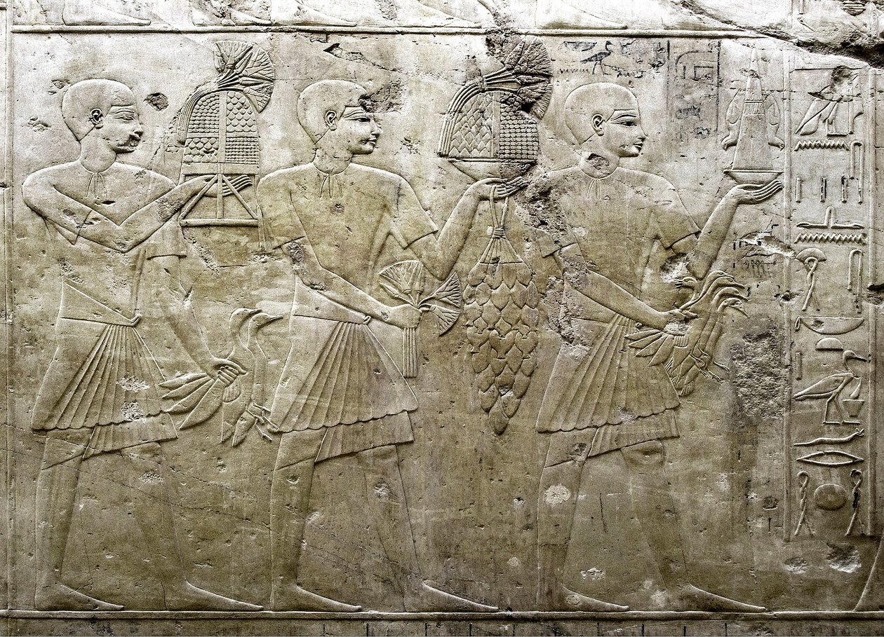 Egyiptomi antikvitás: az áldozatok hordozóinak ábrázolása. Ramose vezír sírjának alacsony domborműve (18. dinasztia). Luxor, Théba, Nemesek Völgye Egyiptom alkotó: Egyptian 18th Dynasty
