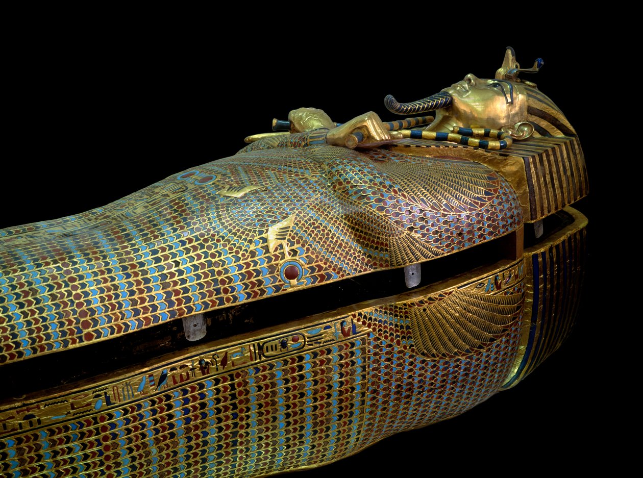 Egyiptomi ókor: Tuthankamun kincsének szarkofágja (Tutankhamon vagy All-Ankh-amun) alkotó: Egyptian 18th Dynasty