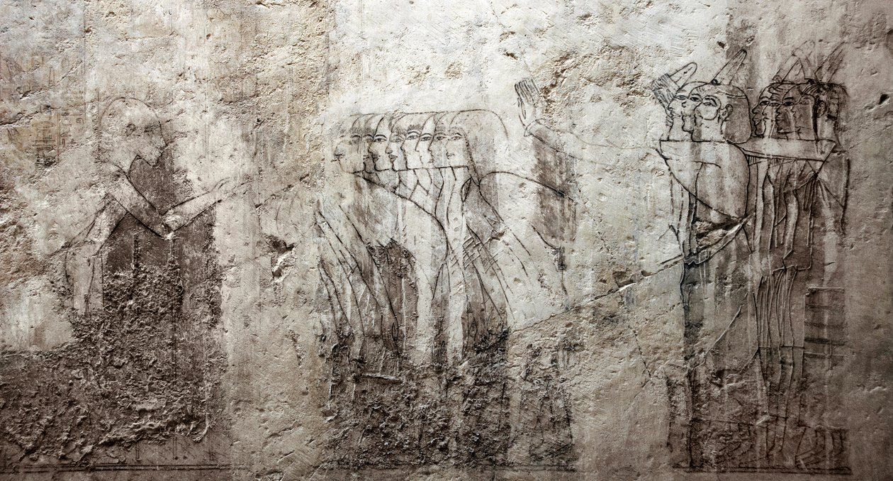Egyiptomi ókor: befejezetlen rajzok Ramose vezír (18. dinasztia) sírját díszítő. Luxor, Ciszjordánia, Nemesek sírja Egyiptom alkotó: Egyptian 18th Dynasty