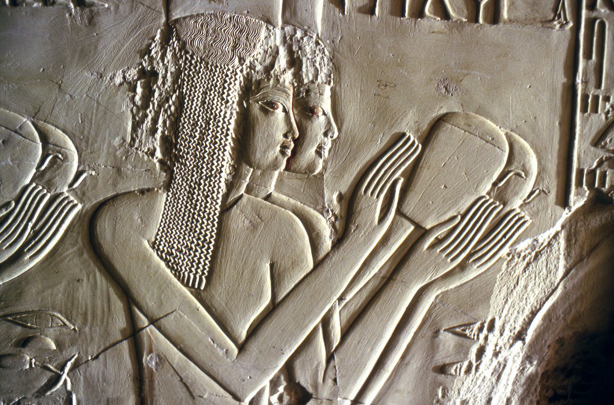 Egyiptomi ókor: fiatal lányok felajánlásokat tesznek. Kheruef sírja (TT192) (18. dinasztia). alkotó: Egyptian 18th Dynasty
