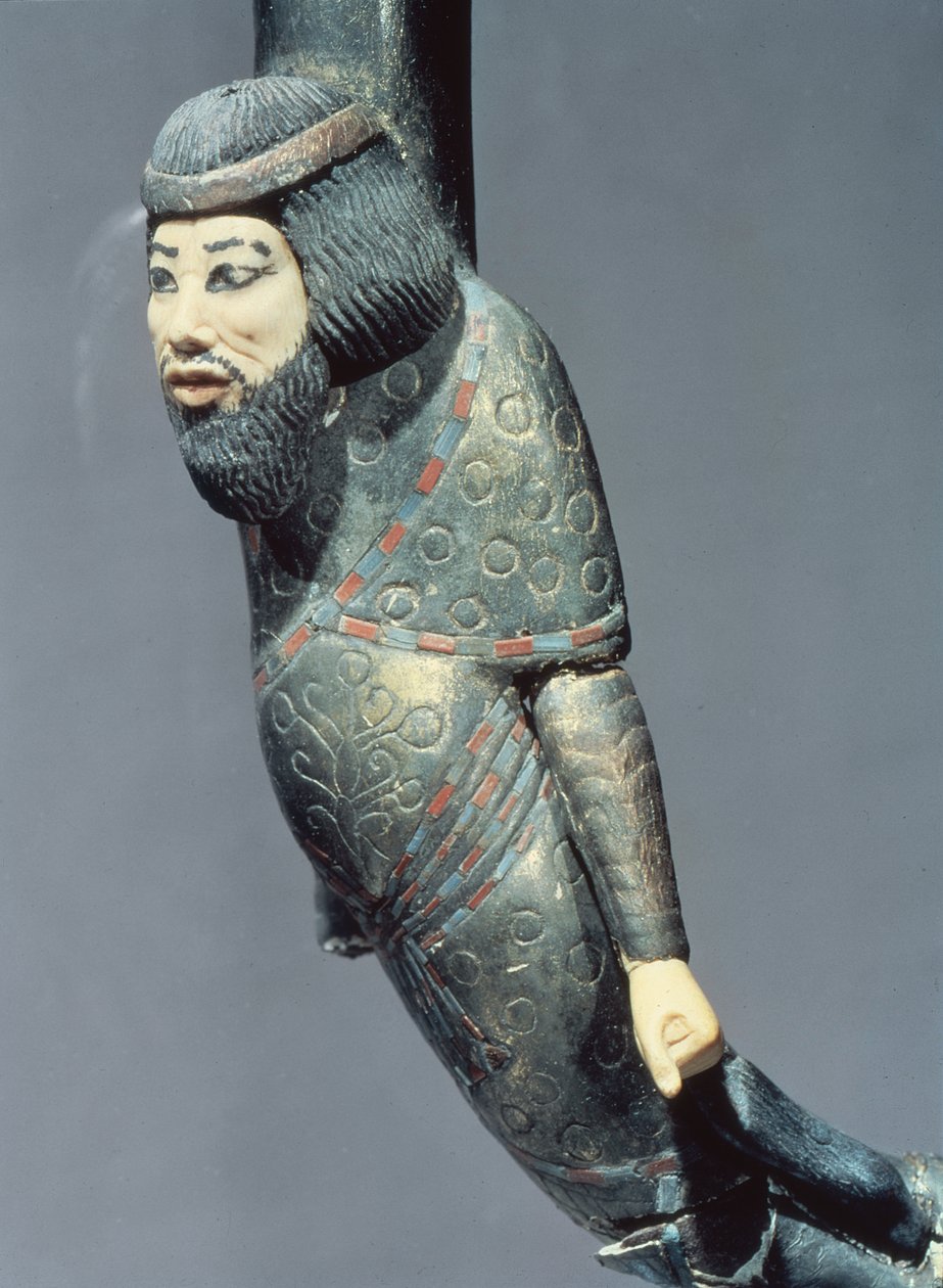 Szír figura egy ünnepi bot végéről, Tutanhamon sírjából (Kr. e. 1370-52) Új Királyság (fa és elefántcsont) (lásd még: 149407) alkotó: Egyptian 18th Dynasty