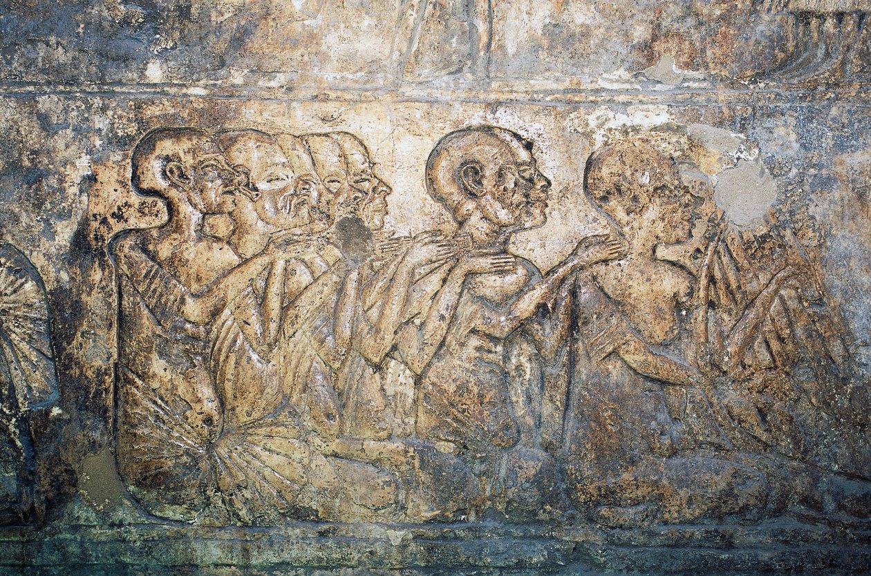 Külföldi vendégek ajándékot adnak át Nefertiti királynőnek, dombormű Merire sírjából, Tell el-Amarna nekropolisza, Egyiptom, egyiptomi civilizáció, Újbirodalom, XVIII. dinasztia alkotó: Egyptian 18th Dynasty