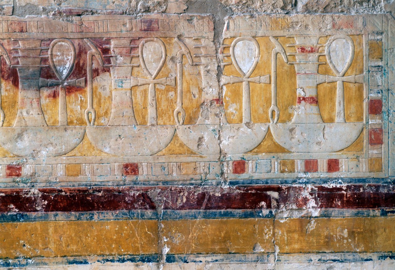 Fríz hieroglifákkal, Hatsepszut halotti temploma, Deir el-Bahari, thébai nekropolisz (UNESCO Világörökségi lista) alkotó: Egyptian 18th Dynasty