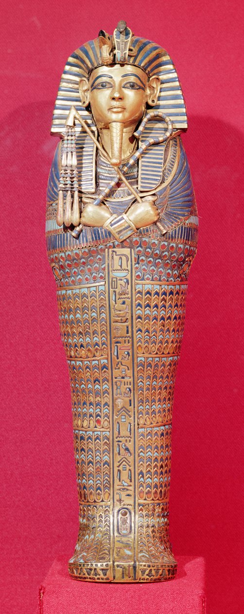 Az egyik baldachinos koporsó elölnézete, Tutanhamon sírjából (Kr. e. 1370-1352) Új Királyság (színes üveggel és corneliannal kirakott vert arannyal) (lásd még: 227990-92) alkotó: Egyptian 18th Dynasty
