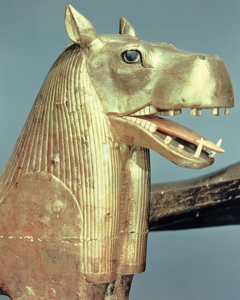 Temetési ágyfej Tueris istennő alakjában, Tutanhamon sírjából (Kr. e. 1370-52) Új Királyság (aranyozott fa) alkotó: Egyptian 18th Dynasty