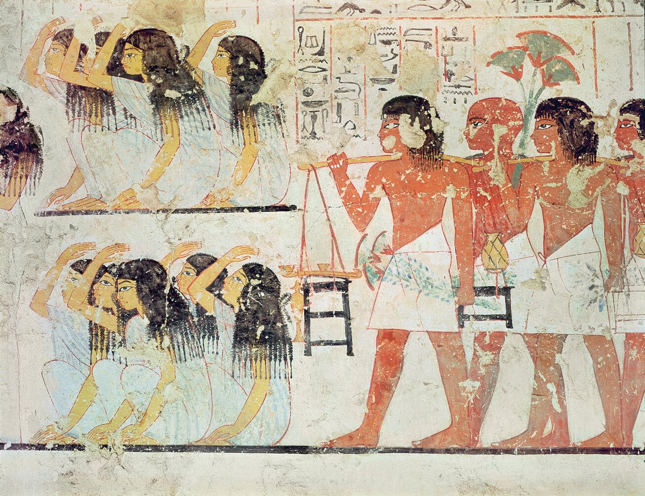 Gyászolók csoportja Ramose temetési menetében, Ramose sírkápolnájából, Új Királyság, Kr.e. 1360 körül (falfestmény) alkotó: Egyptian 18th Dynasty