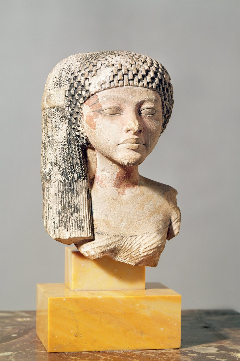 Egy hercegnő feje az Ehnaton családból, Új Királyság (festett mészkő) (lásd még: 107940, 116813, 370210) alkotó: Egyptian 18th Dynasty