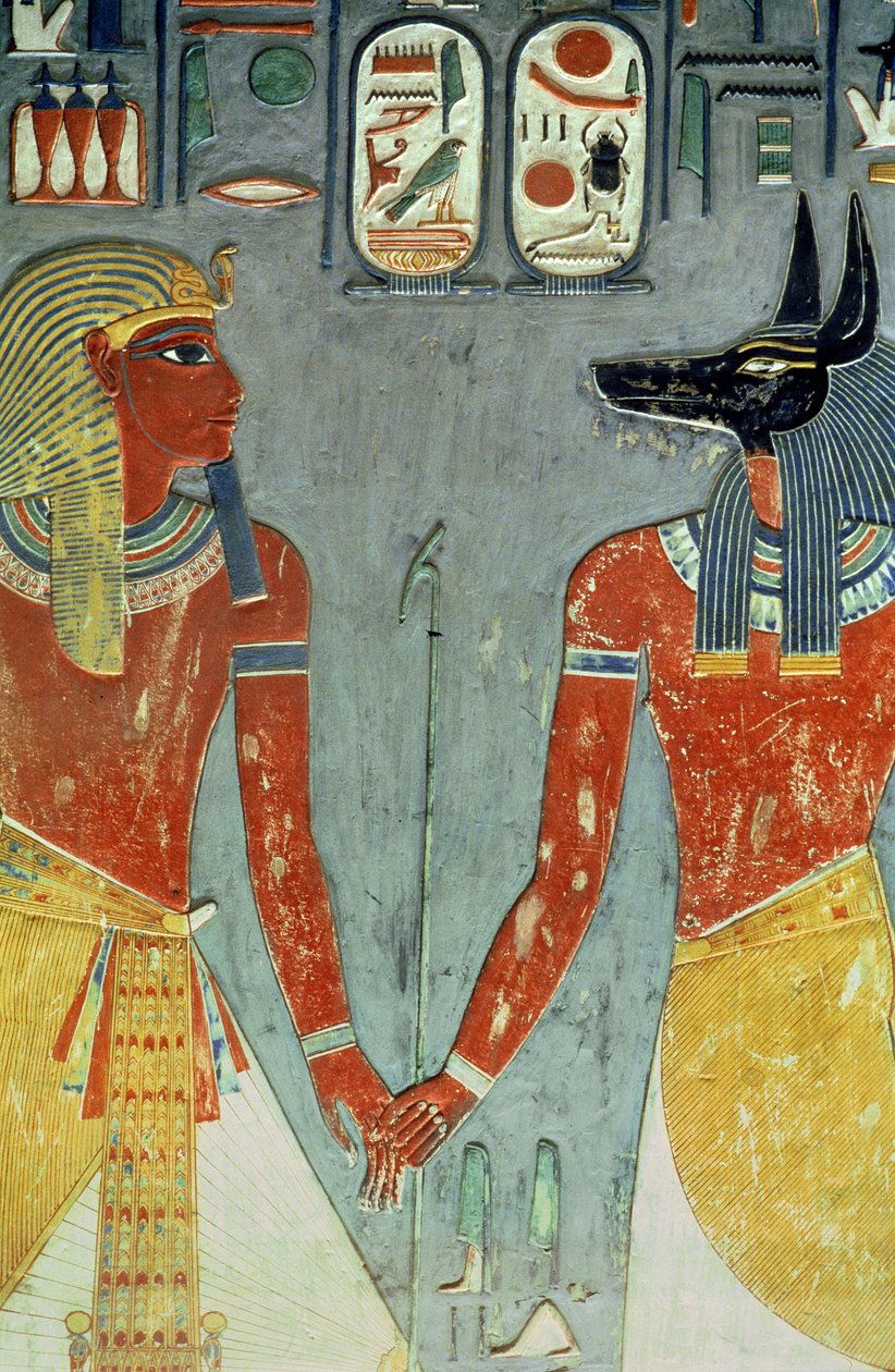 Horemheb és Anubisz, Horemheb sírjából (Kr. e. 1323-1295) Új Királyság (falfestmény) alkotó: Egyptian 18th Dynasty