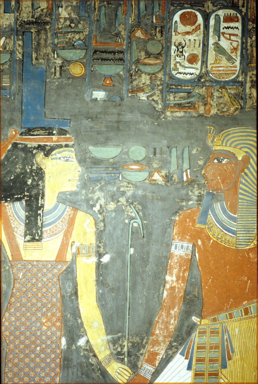 Horemheb és Ízisz, Horemheb sírjából (Kr. e. 1323-1295) Új Királyság (falfestmény) alkotó: Egyptian 18th Dynasty
