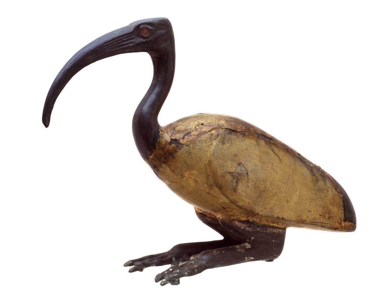 Ibis, guggoló helyzetben, ie 1350 körül (fa, bronz, üveg és aranyozott) alkotó: Egyptian 18th Dynasty