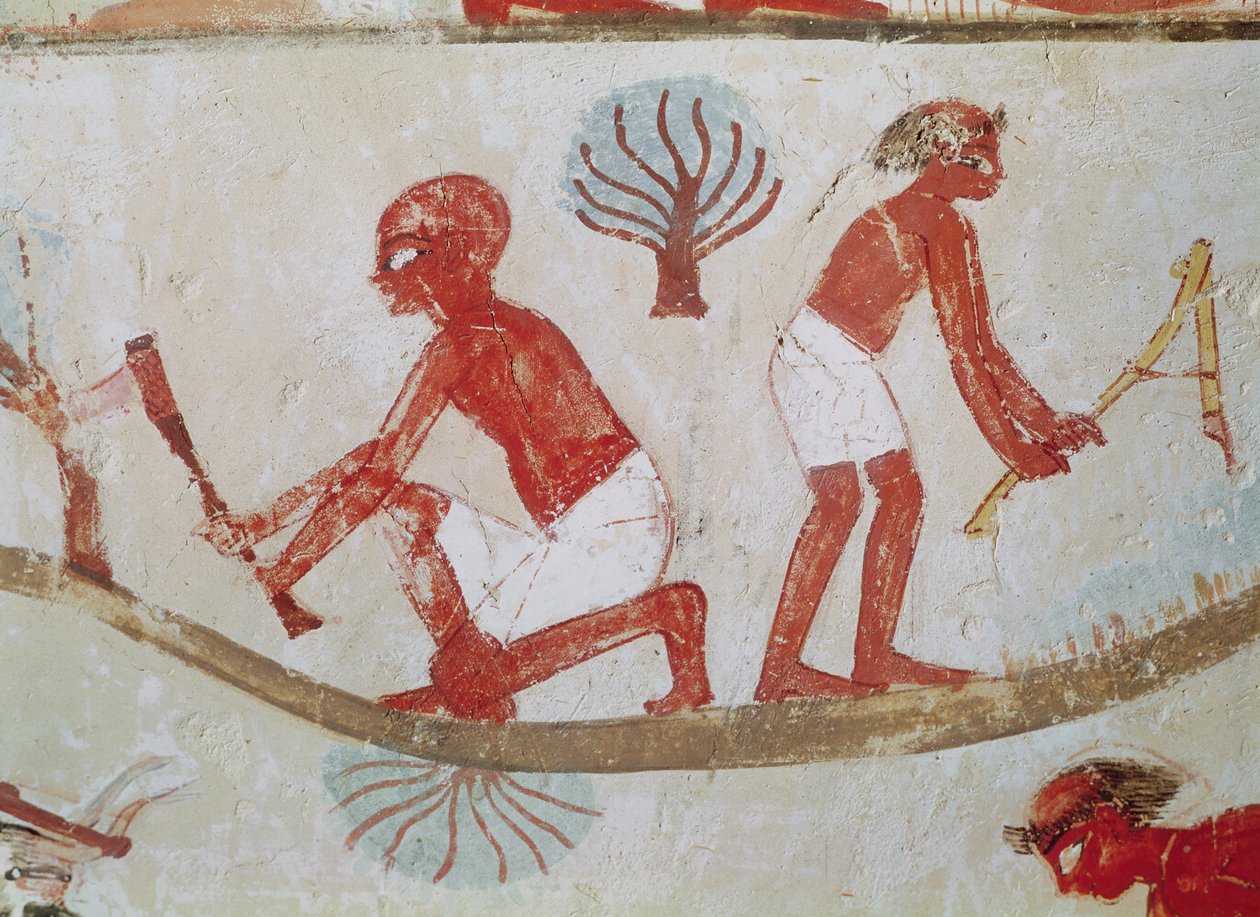 Munkás és favágó munkában, Nakht sírjából, Új Királyság (falfestmény) alkotó: Egyptian 18th Dynasty