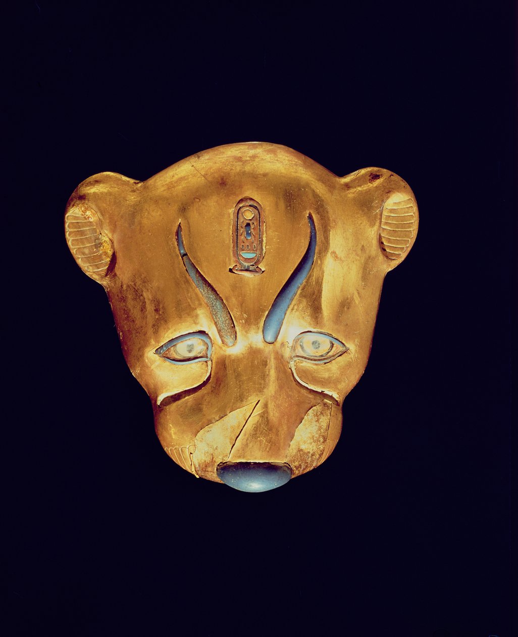 Leopárdfej, Tutanhamon sírjából, Új Királyság (arannyal bevont gessóval borított fa) alkotó: Egyptian 18th Dynasty