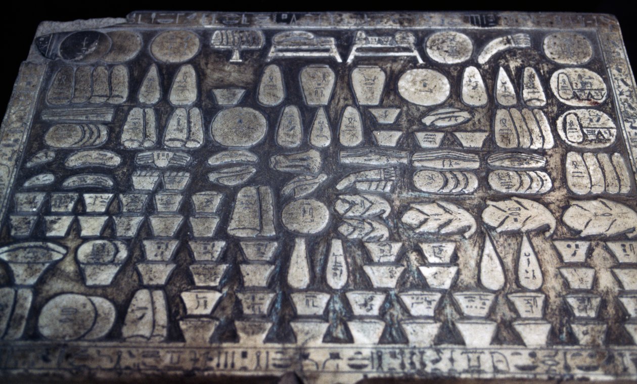 Áldozati asztal, egyiptomi civilizáció, Újbirodalom, XVIII. dinasztia, részlet alkotó: Egyptian 18th Dynasty