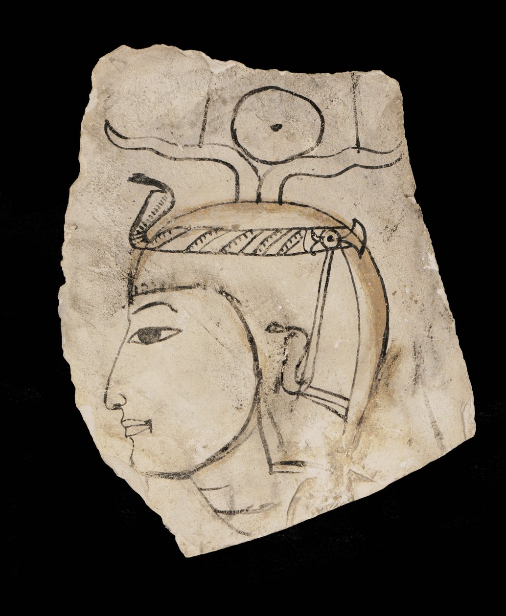 Osztrakon I. Amenhotep fáraó portréjával, a Deir el Medina kézműveseinek tisztelt pártfogója ... alkotó: Egyptian 18th Dynasty