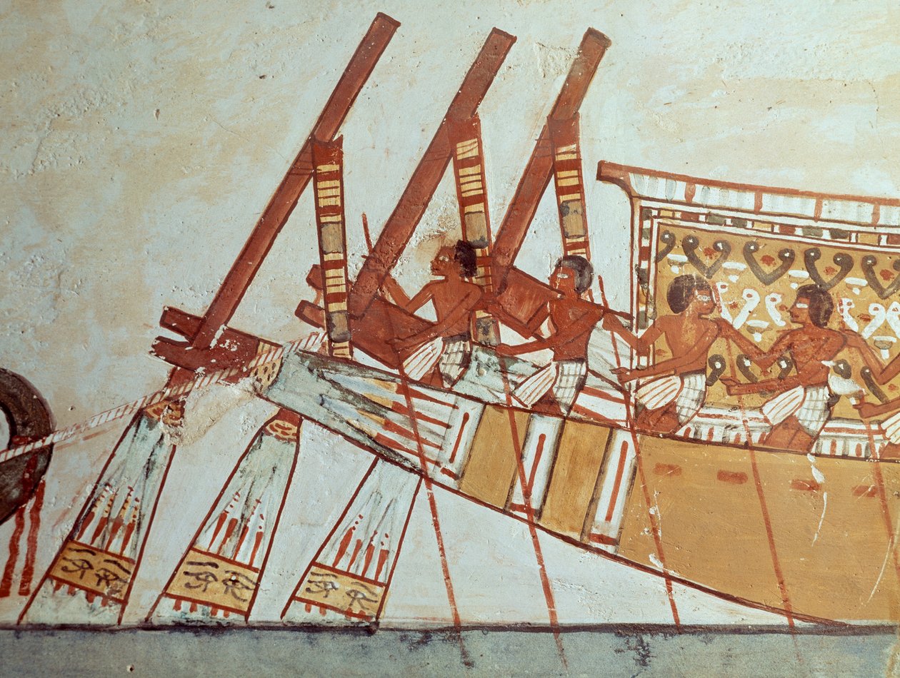 Elhunytak zarándoklása Abüdoszba, freskó, Menna sírja, más néven TT69-es sír, IV. Thutmose uralkodása idejéből, Abd el-Qurna sejk, Théba. alkotó: Egyptian 18th Dynasty