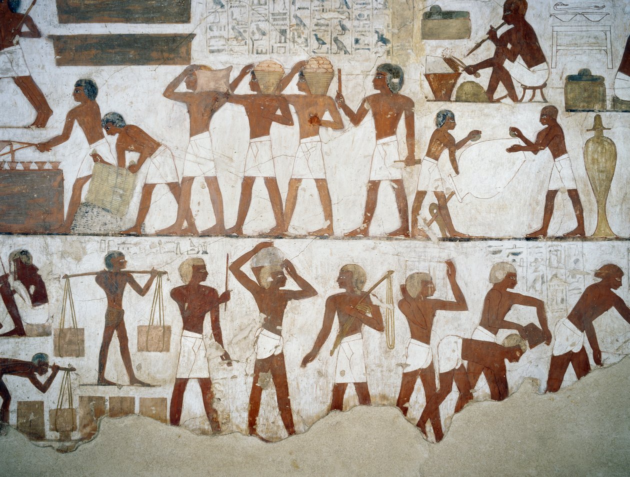 Fazekasok és munkások, részlet Rekhmire sírjának freskóiról, Abd el Qurnah Sheikh Necropolis, Luxor, Théba (az UNESCO világörökségi listája) alkotó: Egyptian 18th Dynasty
