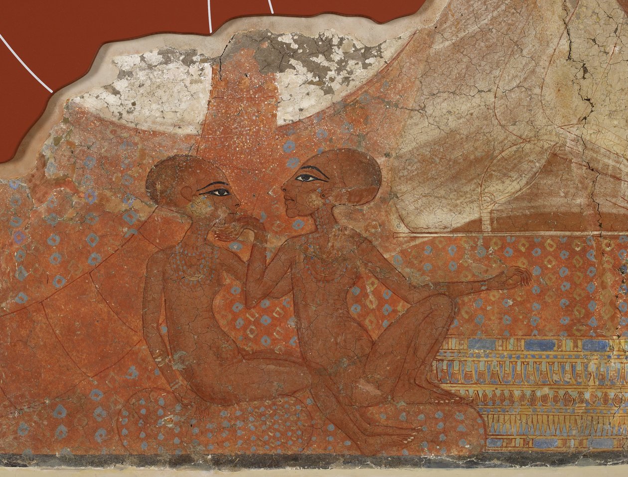 Hercegnők freskó, egyiptomi, újbirodalom, 18. dinasztia, ie 1555-1337 körül (falfestmény) alkotó: Egyptian 18th Dynasty