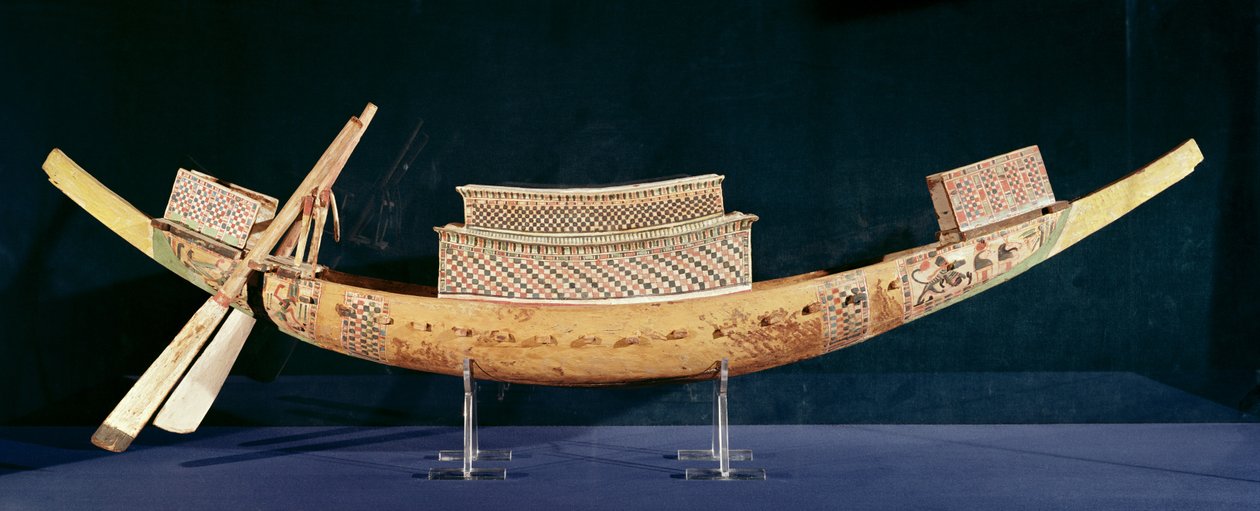 Csónak kicsinyített modellje Tutanhamon sírjából, Új Királyság, Kr.e. 1347-37 (fa) alkotó: Egyptian 18th Dynasty