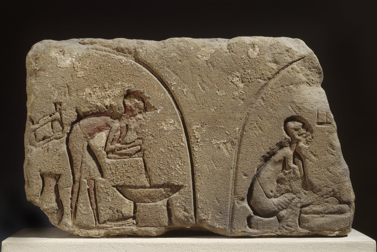 Homokkő dombormű az étkezés elkészítéséhez (homokkő) alkotó: Egyptian 18th Dynasty