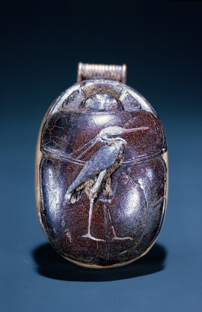 Scarab with Heron, a Tomb of Tutankhamonból, Új Királyság (arany és cornelian) alkotó: Egyptian 18th Dynasty