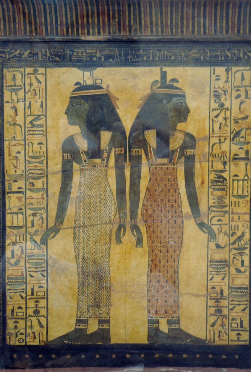 Selket és Neith, Maiherpri szarkofágjának díszítő részlete, egyiptomi civilizáció, Újbirodalom, XVIII. dinasztia alkotó: Egyptian 18th Dynasty