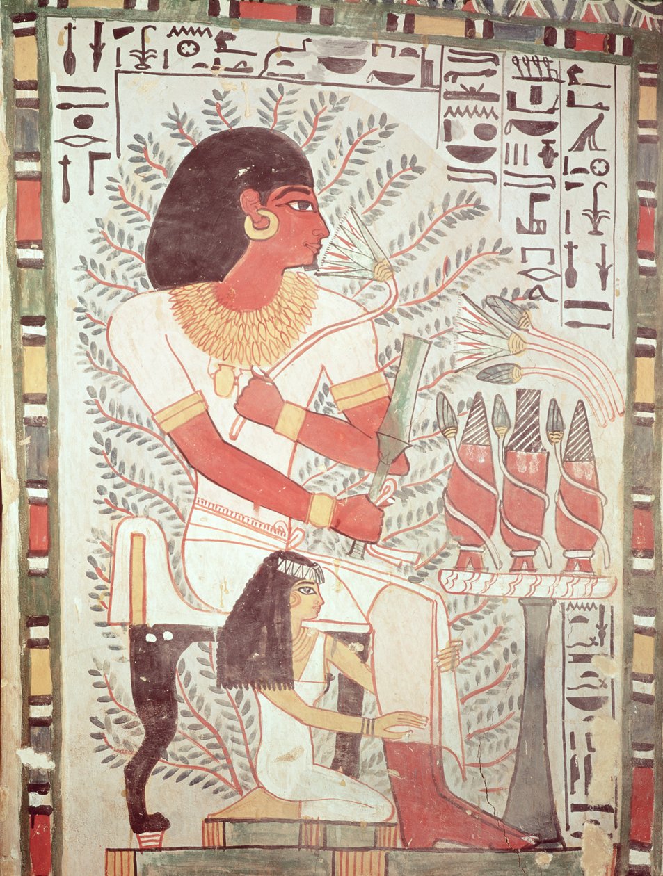Sennefer feleségével, Meryttel ül a Sennefer sírjából, Új Királyságból (falfestmény) alkotó: Egyptian 18th Dynasty
