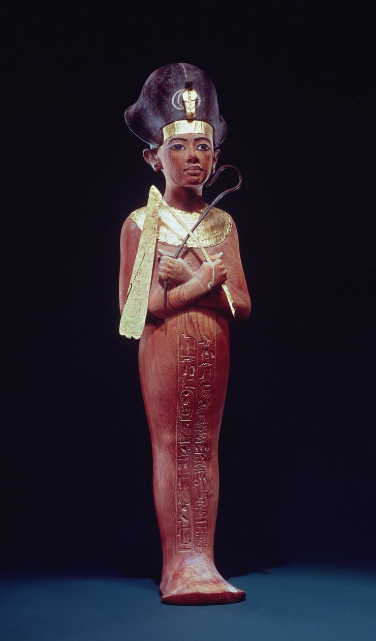 A király shabti alakja Tutanhamon sírjából (Kr.e. 1370-1352) Új Királyság (aranyozott fa) alkotó: Egyptian 18th Dynasty