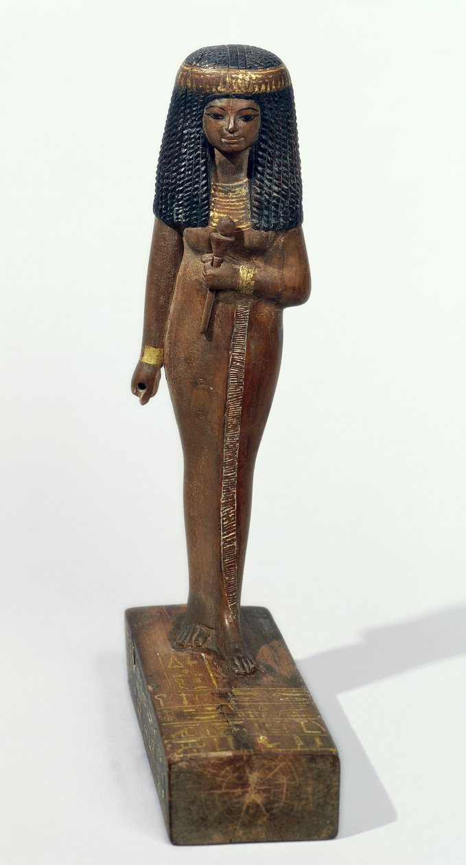 Lady Nay szobra, Új Királyság (fenyőfa arany furnérral) alkotó: Egyptian 18th Dynasty