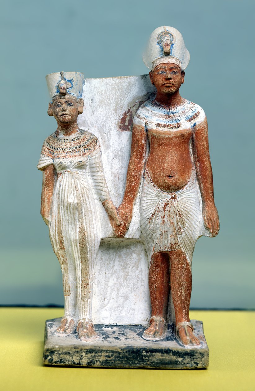 IV. Amenophis (Akhenaten) és Nefertiti szobra Tell el-Amarnából, Amarna-korszak, Új Királyság, ie 1353-1337 (festett mészkő) (lásd még: 50764) alkotó: Egyptian 18th Dynasty