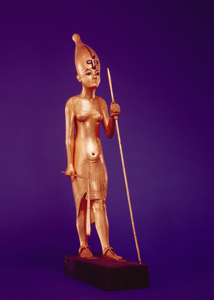 Király szobra Tutanhamon sírjából (Kr. e. 1370-1352) Új Királyság (aranyozott fa) alkotó: Egyptian 18th Dynasty