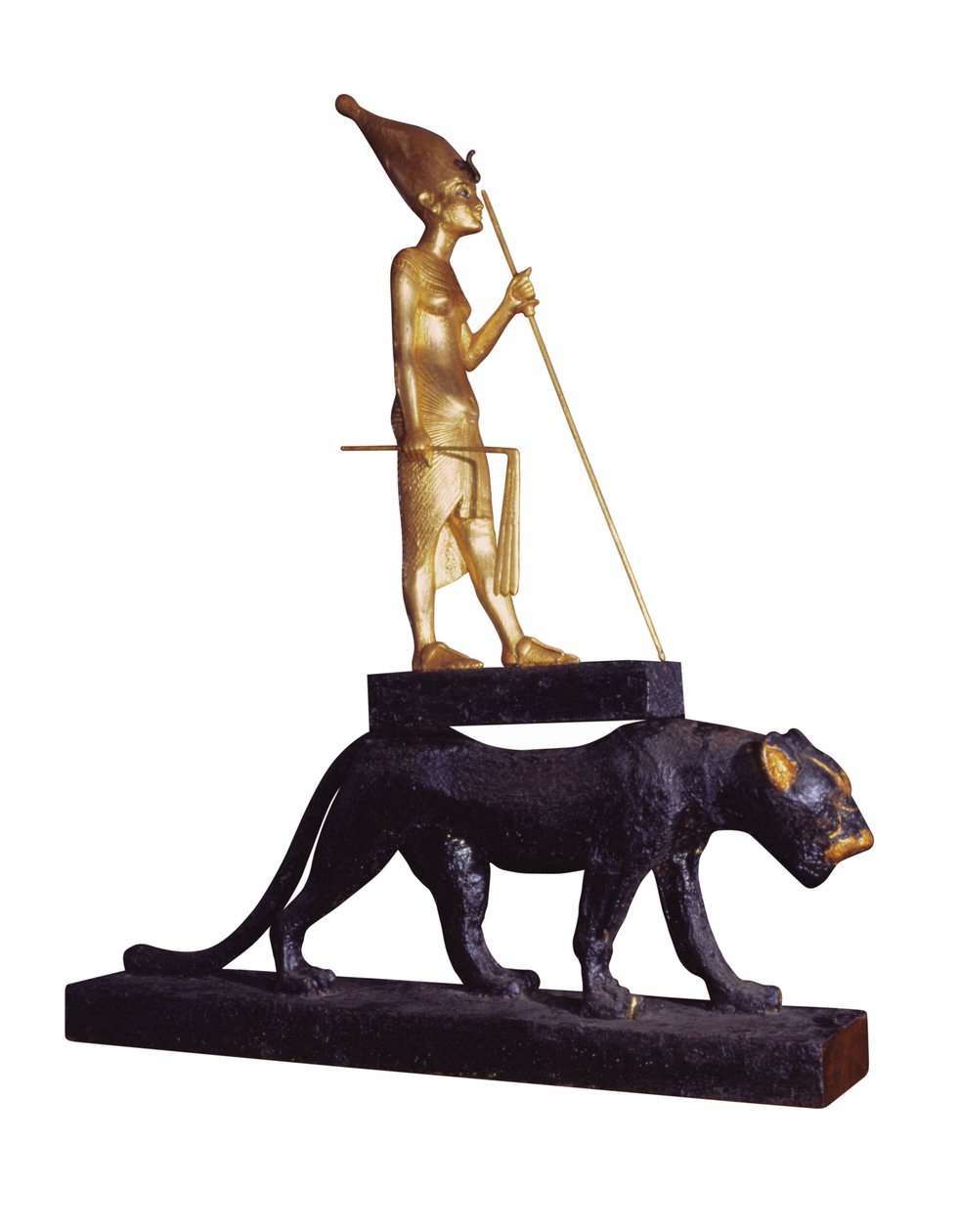 Király szobra leopárdon. Tutanhamon sírjából (Kr. e. 1370-1352) Új Királyság (fa és aranyozott bronz) (lásd még: 228569) alkotó: Egyptian 18th Dynasty