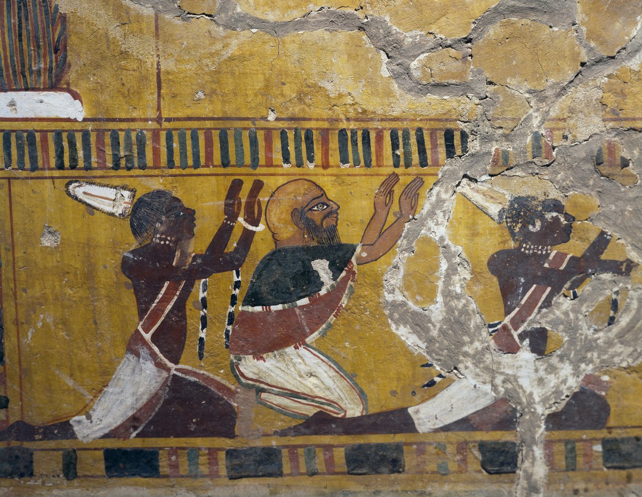 A leigázott népek, núbiaiak, líbiaiak és ázsiaiak, festmény a thébai Amenhotep III sírjából, Egyiptomi civilizáció, Újbirodalom, XVIII. dinasztia alkotó: Egyptian 18th Dynasty